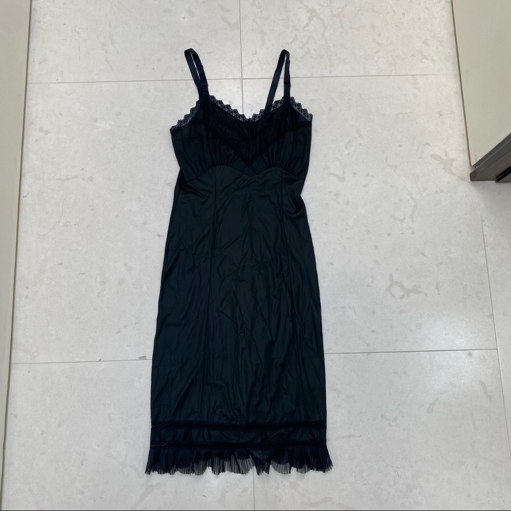 Vintage Black Silk Slip Dress